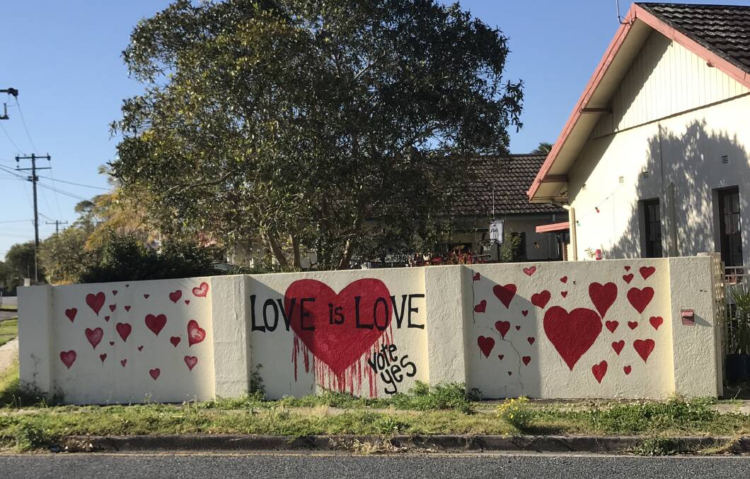 A residential wall at Mayfield that shows support for same-sex marriage.    