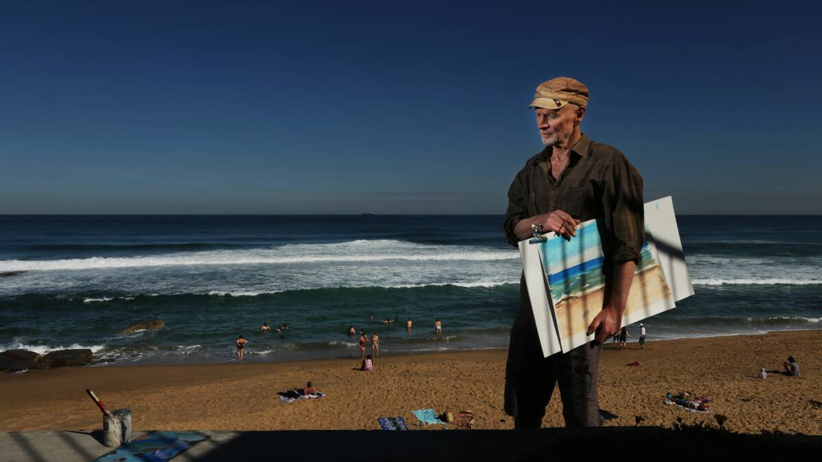 NEWCASTLE: Artist John Earle down at Bar Beach. Picture by Simone De Peak