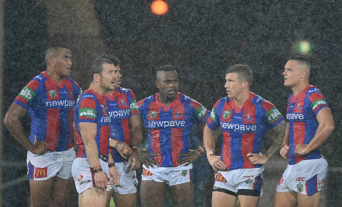 FLASHBACK: Knights players take stock during last year's season-opening loss on the Gold Coast.