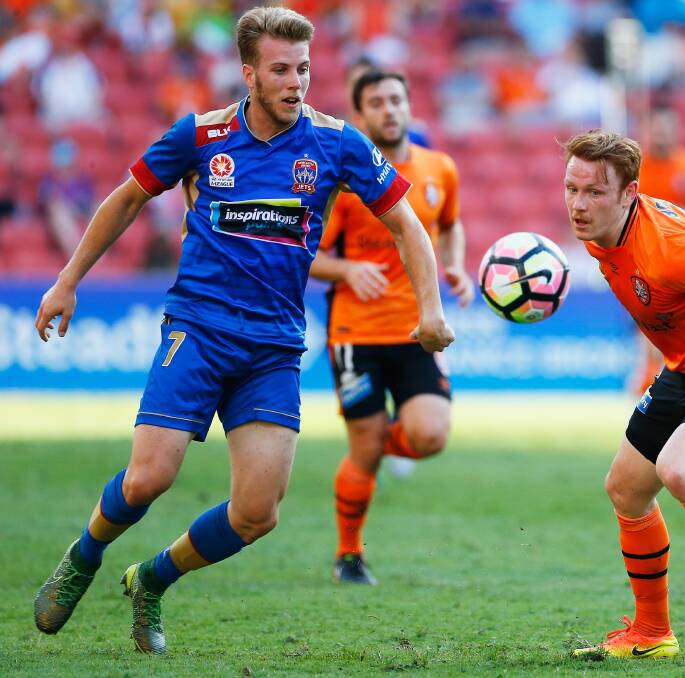 SUSPENDED: Newcastle winger Andrew Hoole will miss Sunday's clash with Western Sydney at Campbelltown. Picture: Getty Images