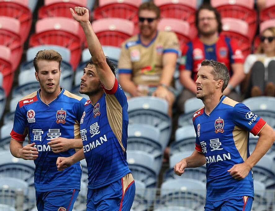 OFF CONTRACT: Newcastle Jets trio Andrew Hoole, Mateo Poljak and Morten Nordstrand. Picture: Getty Images