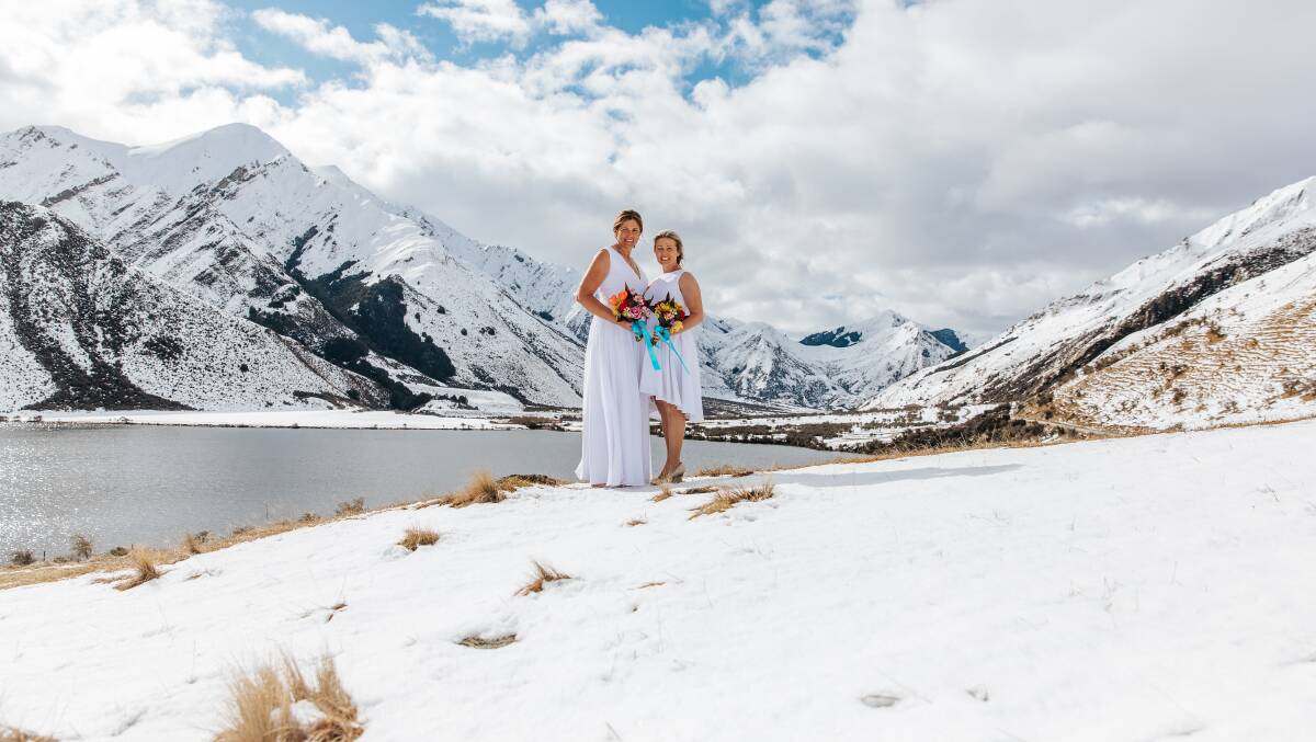 STUNNING: Rosie Holmes and Tracy Baker chose to marry in Queenstown as they visited New Zealand early in their relationship.