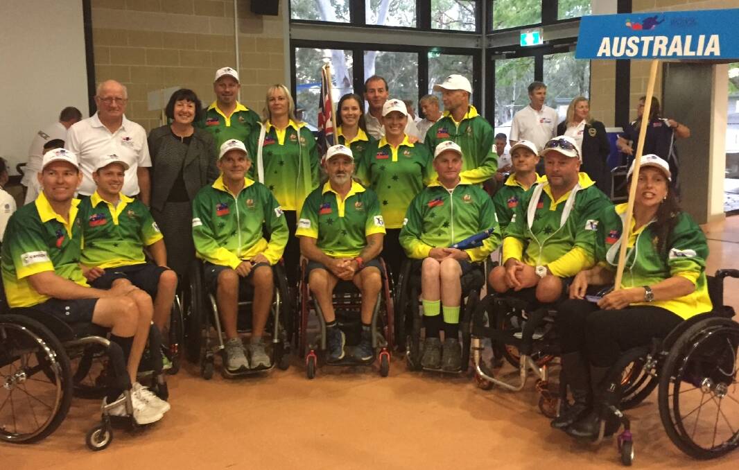 CHAMPIONS: Mayor Kay Fraser with some of the Australian disabled water ski team. Picture: Supplied