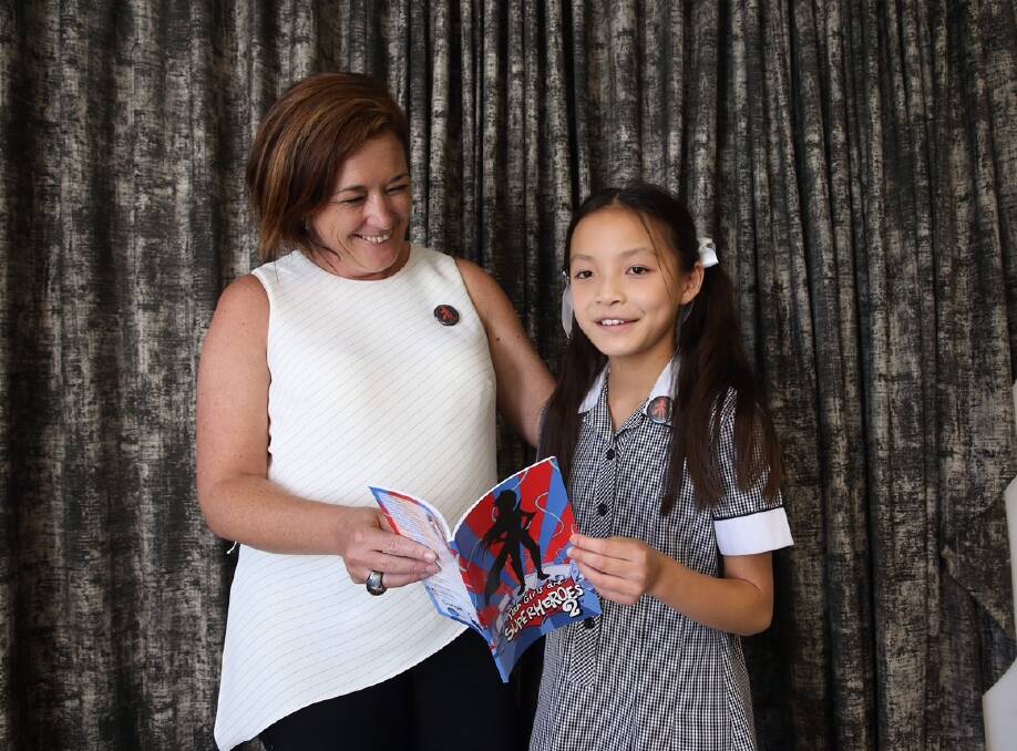 TECH THAT: Emma Yap with Dr Jenine Beekhuyzen, founder of the Tech Girl movement, at the launch of the Tech Girl Superhero competition from April. Photo: Louise Kennerley.