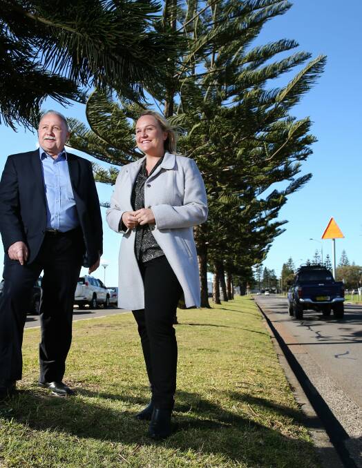 DRAW CARD: Frank Cordingley and Lord Mayor Nuatali Nelmes at the foreshore where part of the proposed track would run. 