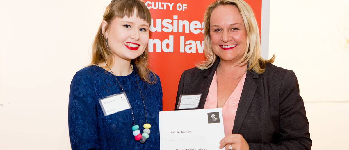 ACCOLADE: University of Newcastle Bachelor of Law and Social Science student Jessica Bagnall, 19, pictured with Lord Mayor Nuatali Nelmes.