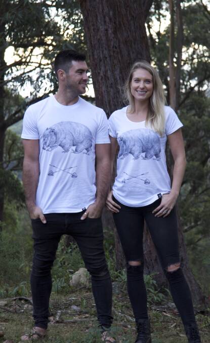 BLOCK BUSTERS: Novocastrians Max and Karston made famous through their time on The Block model the new wombat t-shirt.