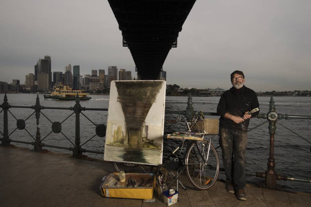 ABRIDGED: Artist Dino Consalvo has been painting the bridges of Sydney en plein air. Picture: Louise Kennerley
