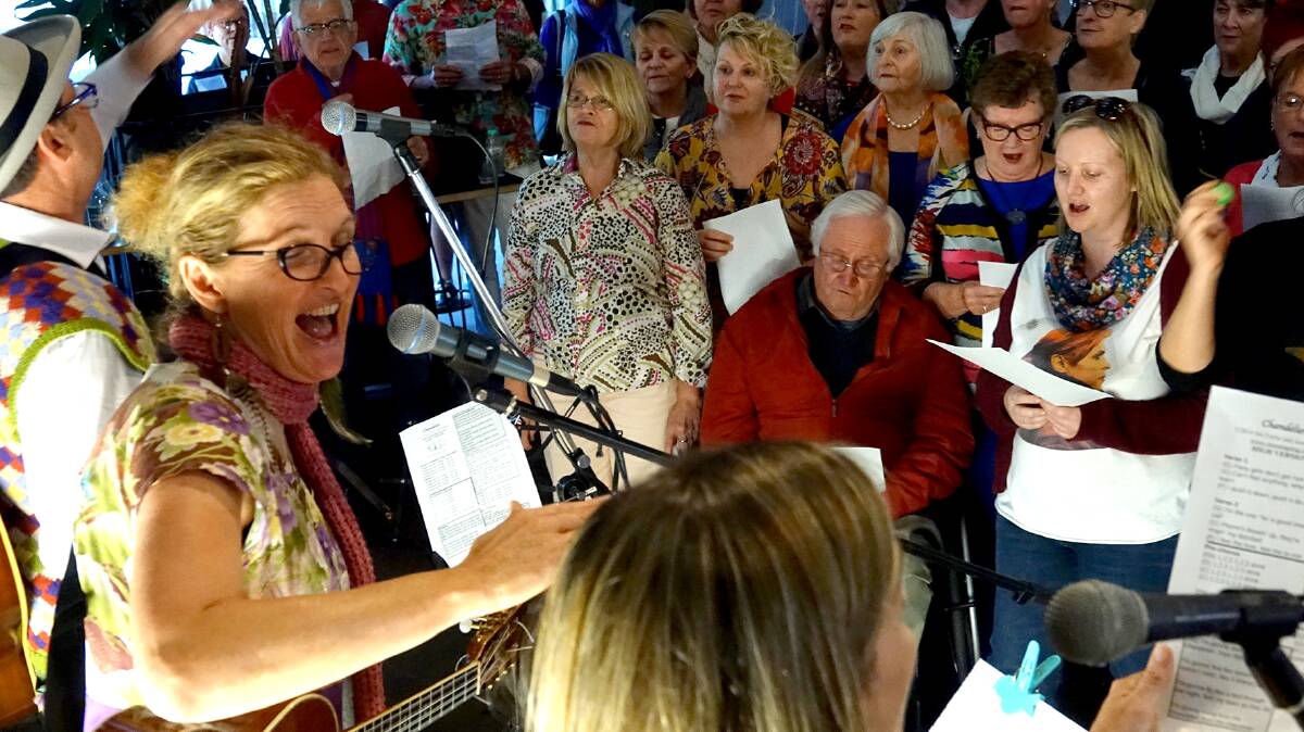 SINGALONG: Jane Jelbart, left, is the creative director at Newcastle's The One Song Sing. Picture: Penny Creighton 