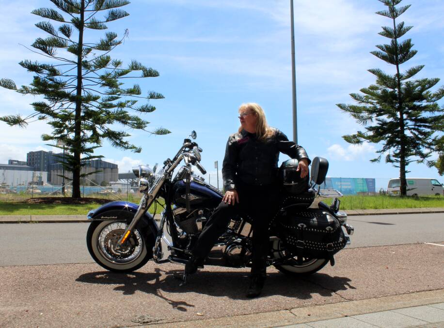 MOTORCYCLE MAMMA: Sue Passfield has been riding motorcycles for four years. She now rides a Harley Davidison. 