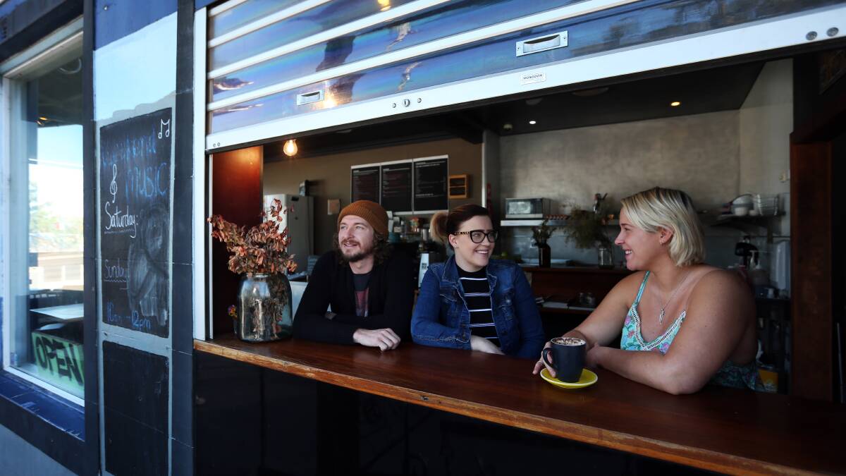 CARRYING ON: From left, Peppertown Coffee Bar owners Michael Muchow and Melody Moko with friend and fellow musician Catherine Britt. Picture: Simone De Peak
