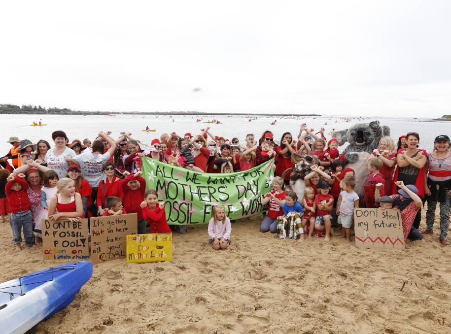 MOTHERS FOR CLIMATE: The women and children who  gave up Mother's Day to attend the Break Free protest in Newcastle. 
