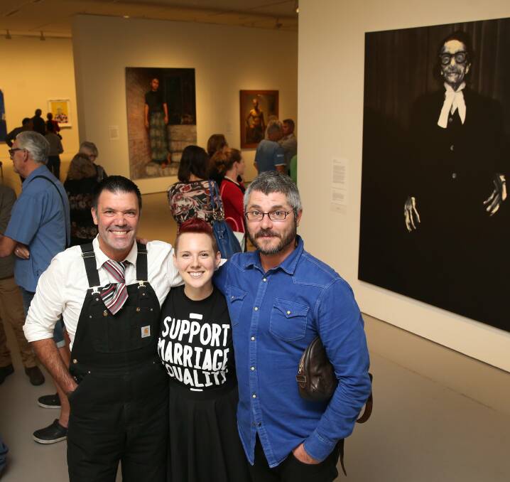 HOST: The Archibald Prize for 2015 is on display at Lake Macquarie Regional Art Gallery, including works by Blak Douglas (aka Adam Hill) and Kim Leutwyler and Nigel Milsom. Picture: Marina Neil