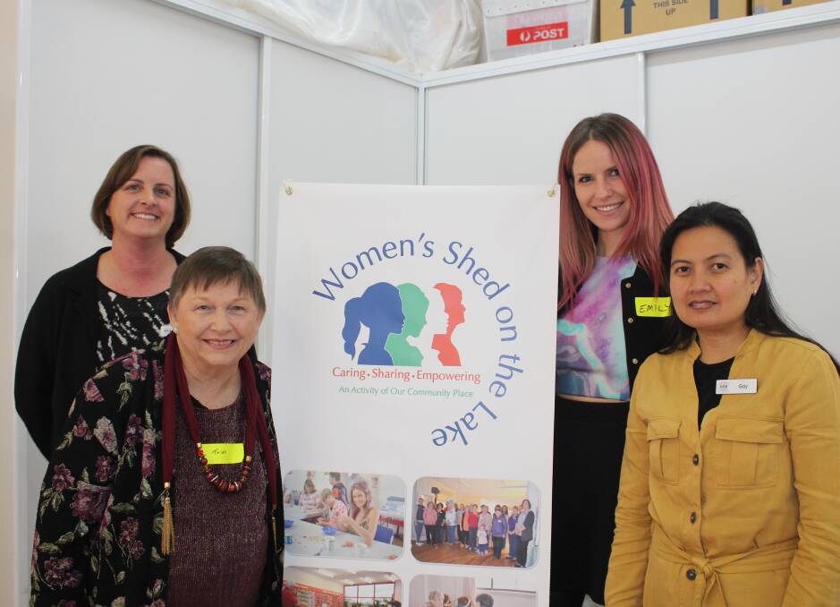 CONNECTED: From left, Elizabeth Hyslop, Trish Jarvie, Emily Morrison and Gay Sumiran at the official opening of Women's Shed on the Lake on June 23.