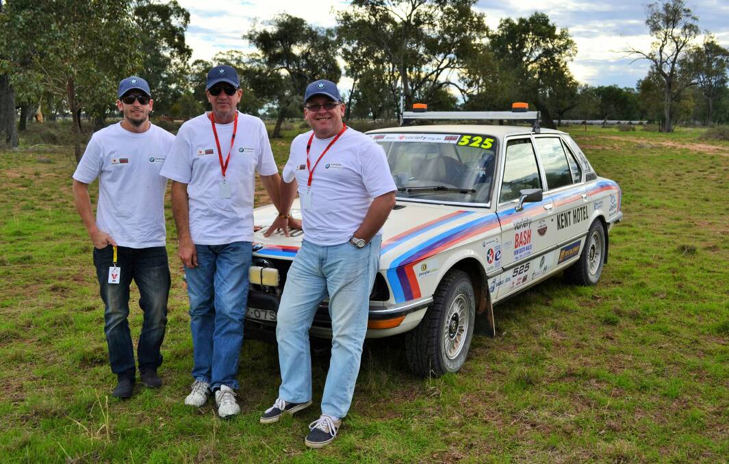 DRIVING FORCE: From left to right, Chris Drane, Craig Welsh and Dean Rothapfel enjoy taking part in the NSW AHA Variety Bash and raising funds to help local families. Picture: Supplied
