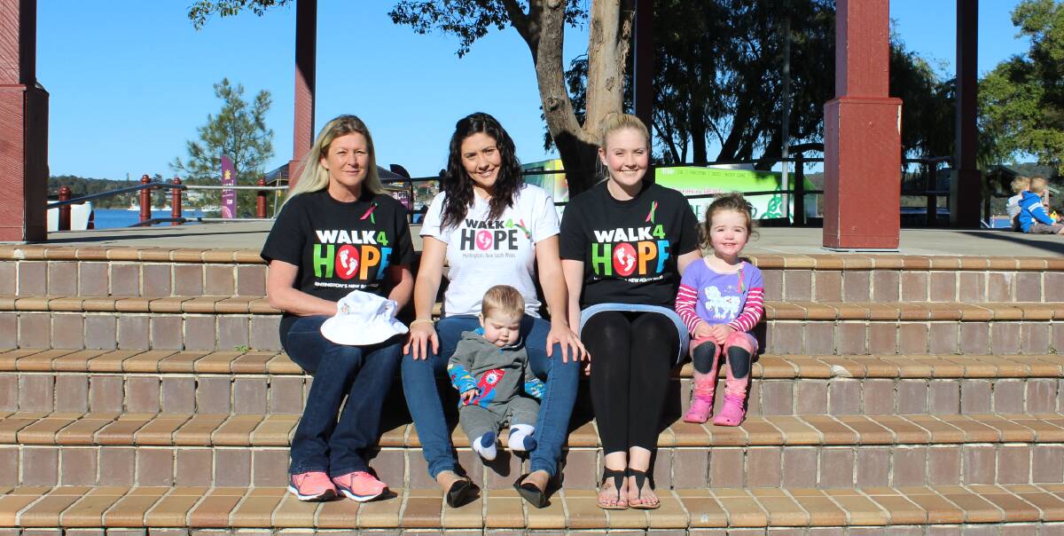 RAISING AWARENESS: Angela Hiscock, left, with daughters Katie Young and Emma Brennan and grandchildren Oliver Young and Mackenzie Young, is leading Walk 4 Hope at Speers Point on September 10.