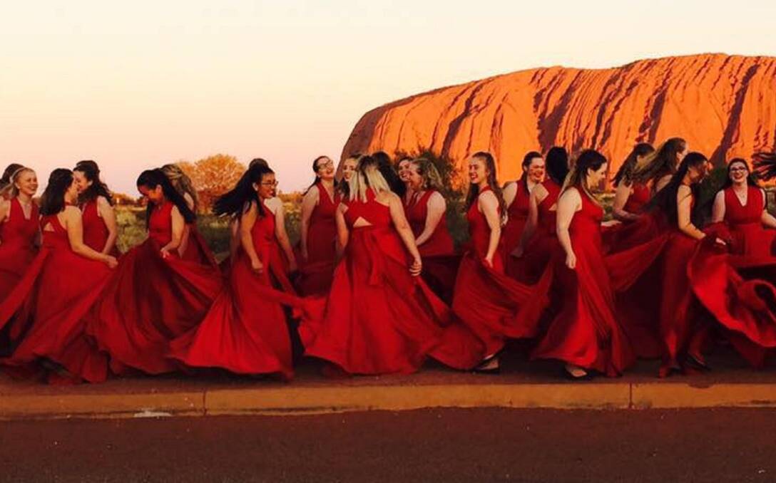 ON TOUR: The Waratah Girls Choir sang their way from Uluru to Darwin last year. Picture: Maria Gorton