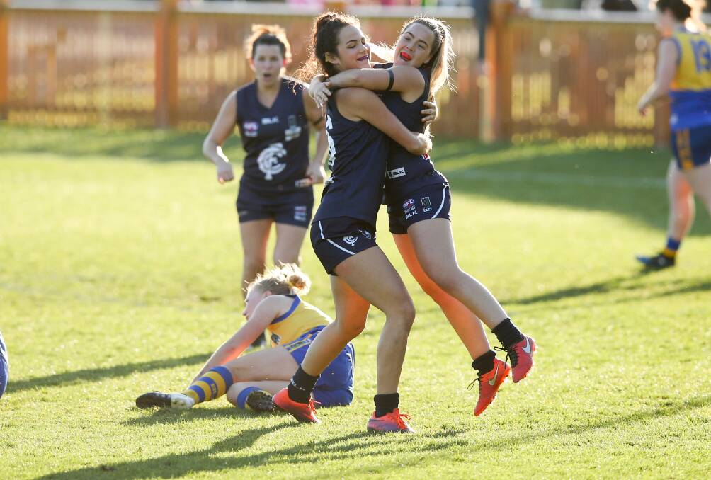 Newcastle City v Nelson Bay in Women's Black Diamond AFL grand final at No.1 Sportsground on Saturday. Pictures by Max Mason-Hubers