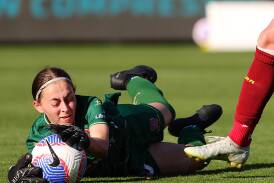 Jets goalkeeper Tiahna Robertson made a spectacular A-League Women's debut, making several crucial saves against Adelaide at Coopers Stadium on Friday. Picture Getty