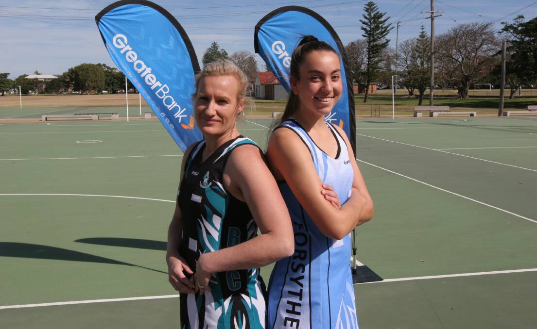 SHOWDOWN: BNC Whanau's Sam Belcher, left, and Forsythes Business Advisors player Angela Williams at National Park Netball Courts on Friday ahead of their semi-final showdown in Greater Open Championship. Picture: Glen Hawke