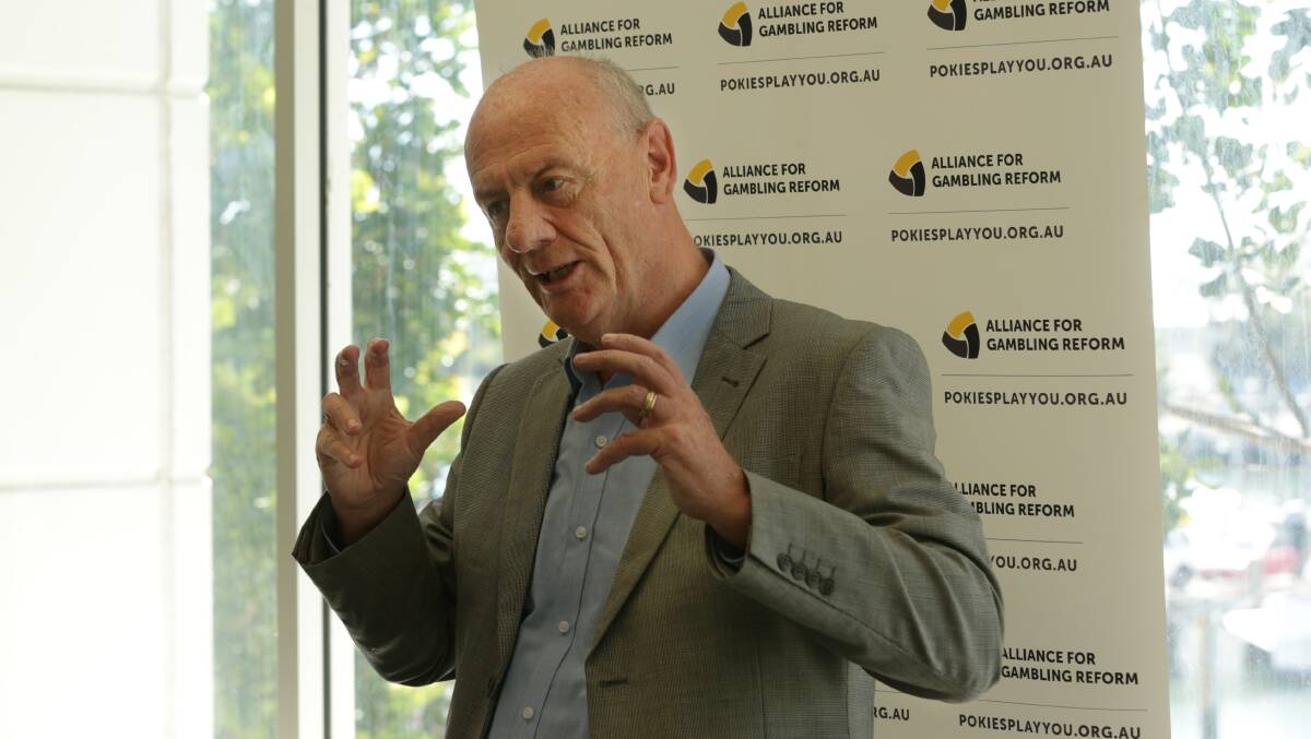 TIME FOR ACTION: Alliance for Gambling Reform spokesperson Tim Costello at the "pokie-free" Newcastle Cruising Yacht Club last week. Picture: Simone de Peak