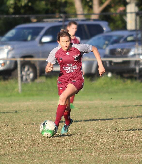 ON THE BALL: Warners Bay player-coach Cassidy Davis in action this Herald Women's Premier League season. Picture: Jeff Keating