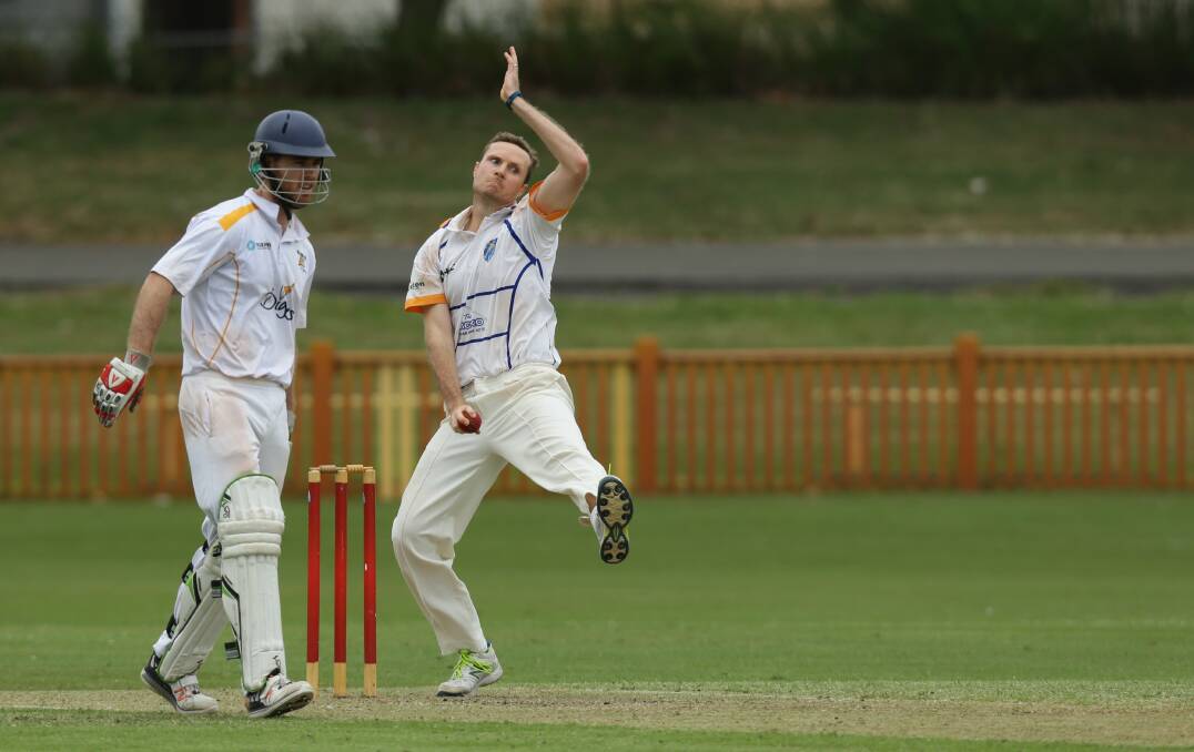 Hamwicks bowler Andrew Maher on the attack against Wallsend at No.1 Sportsground. 
