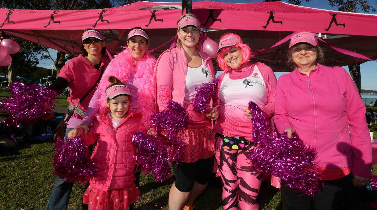 STRONG SUPPORT: The Night Striders running group were out in force turning the streets of Lake Macquarie pink on Sunday. Picture: Jonathan Carroll