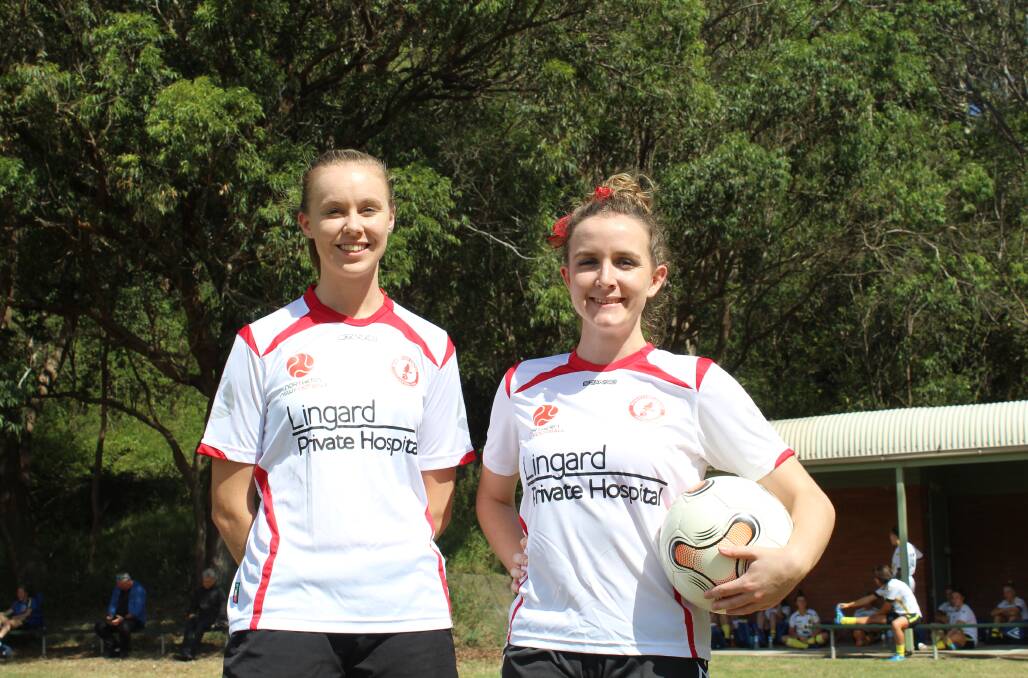 IMPACT: Grace Macintyre, left, and Rhali Dobson will play for Merewether United in the Herald Women's Premier League this season.