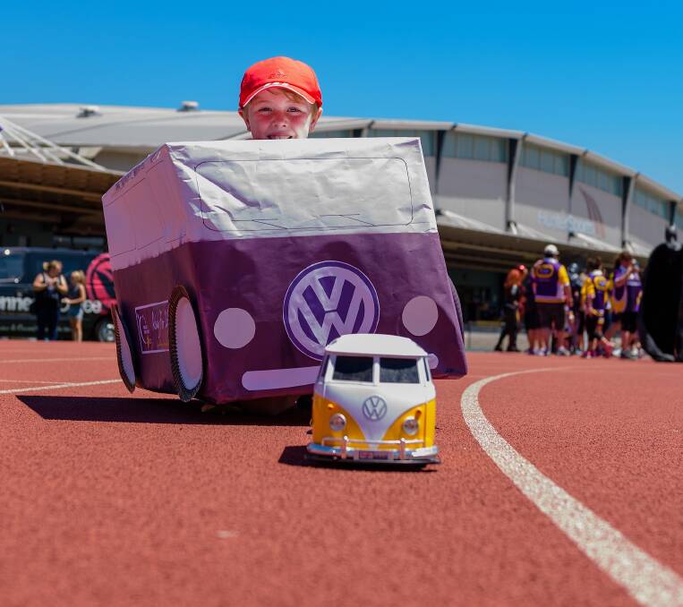 BOX CAR DERBY: There was plenty of action on the track.