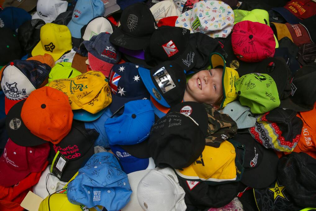 HATS OFF: Ben Allen is swimming in caps thanks to the kindness of friends, family and the wider community. Picture: Jonathan Carroll