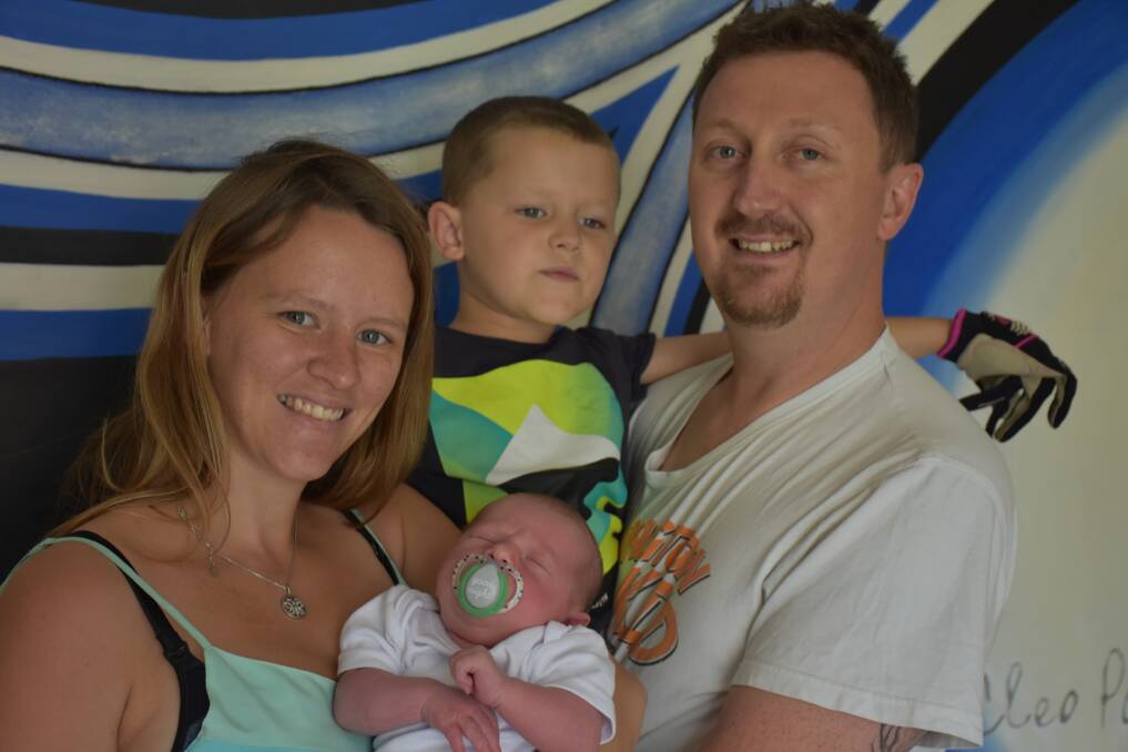 HAPPY FAMILY: Karen and Nathan Brumby with their children Elijah, 5, and Jesse - the first baby born at Muswellbrook hospital this year.