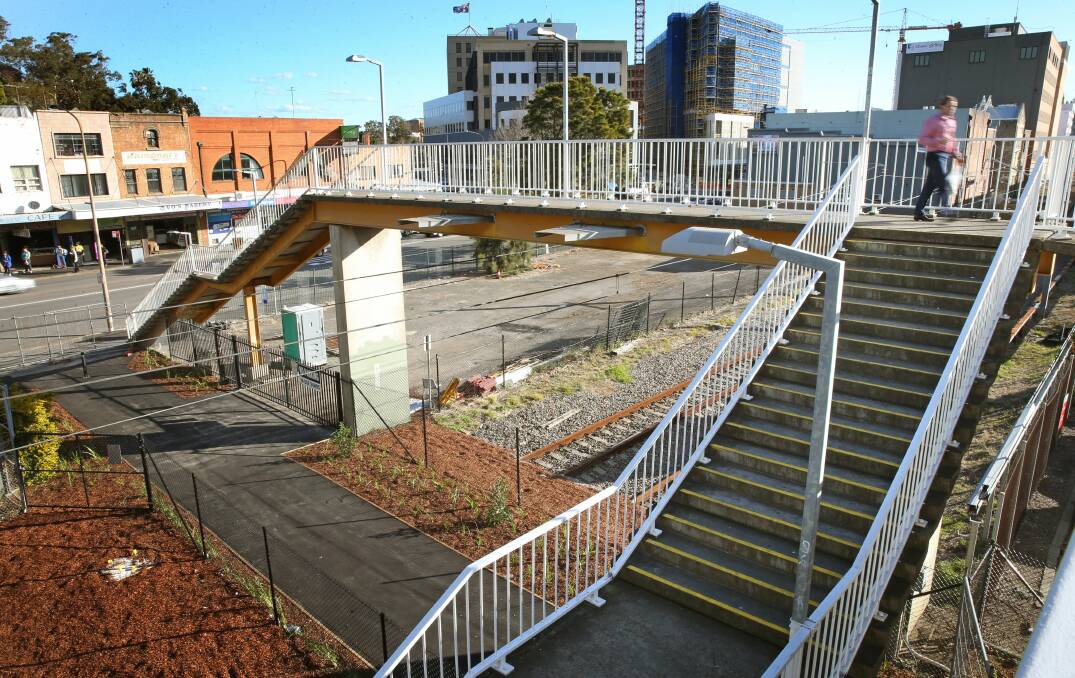 OPEN: The new pedestrian crossing over the rail line at Argyle street to Hunter Street.
