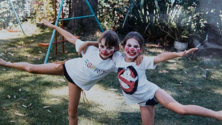 Kate Ryan (left) and Nikki Quarry, aged 9, in Nikki's parents' backyard in St Ives, Sydney.