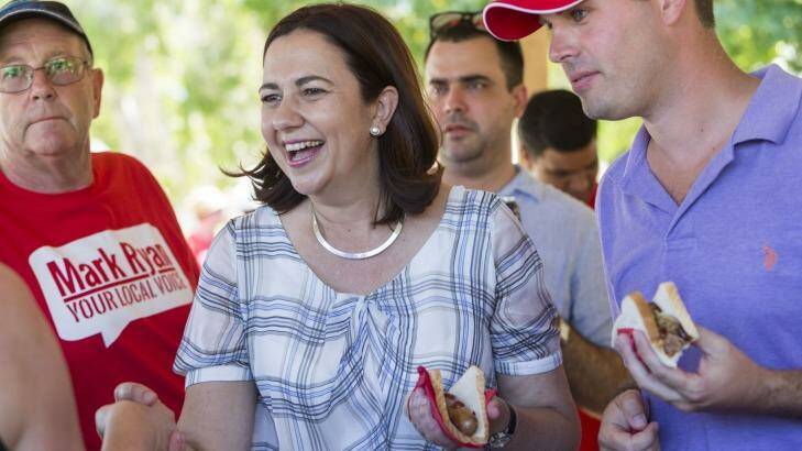 A day after an unlikely Queensland election result, Annastacia Palaszczuk thanks supporters at a barbecue in Burpengary. Photo: Glenn Hunt