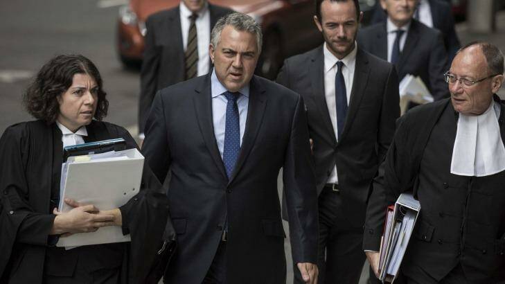 Joe Hockey arrives at court during a hearing of his defamation case in March 2015. Photo: Dominic Lorrimer