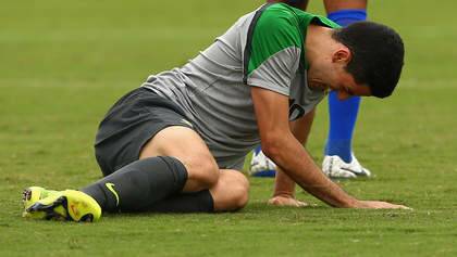VITORIA, BRAZIL - JUNE 02: Tom Rogic of the Socceroos falls to the ground during a training match between the Australian Socceroos and Parana Clube at Arena Unimed Sicoob on June 1, 2014 in Vitoria, Brazil.  (Photo by Cameron Spencer/Getty Images) Photo: Cameron Spencer