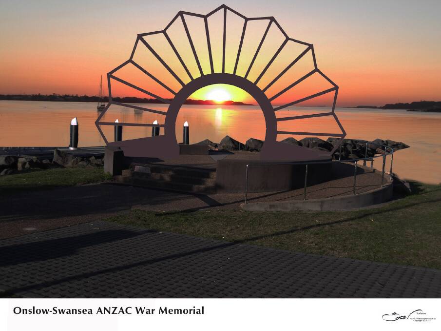 A mock-up of the planned ANZAC memorial to be built on Swansea foreshore