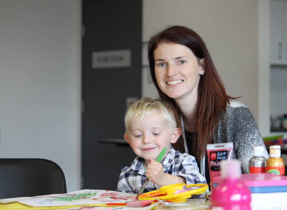Maryland mum Lauren Payne with her four-year-old son Declan at Young Parents Group.