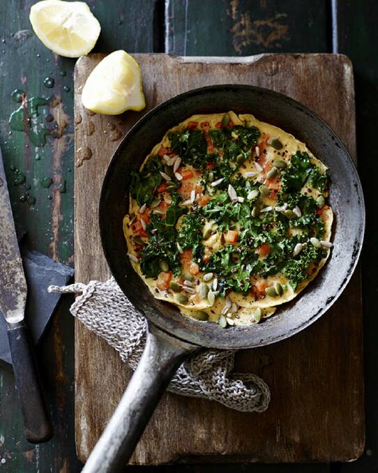 For the paleo mum: Pete Evans's kale tortilla <a href="http://www.goodfood.com.au/good-food/cook/recipe/kale-tortilla-20140415-36okz.html"><b>(Recipe here).</b></a>