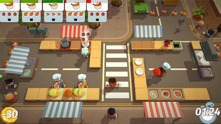 An early level in Overcooked sees you dodging pedestrians to cook soup. Photo: Supplied