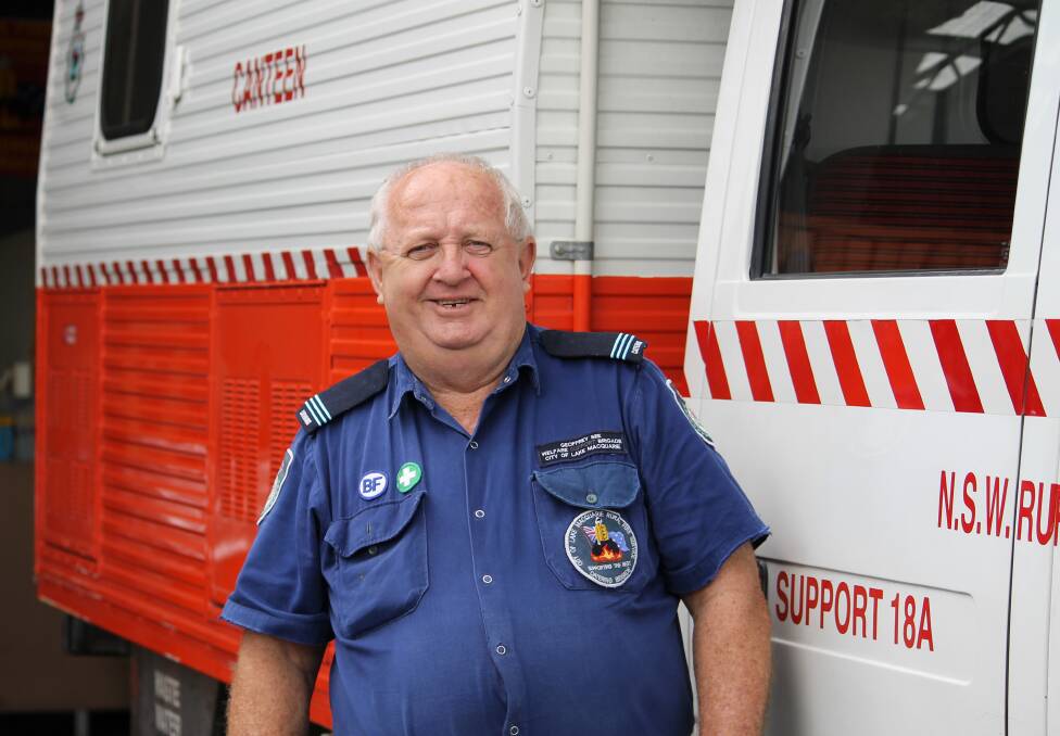 Lake Macquarie Fire Control Centre captain and welfare team leader Geoff See with the mobile kitchen.