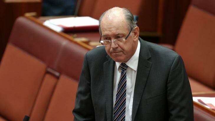 Expressing regret: Defence Minister David Johnston delivers short statement to Senate on Wednesday morning. Photo: Alex Ellinghausen
