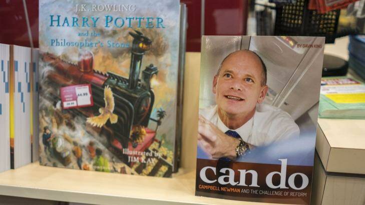 Campbell Newman's new book "Can Do: Campbell Newman and the Challenge of Reform" at a book store in Brisbane. Photo: Glenn Hunt