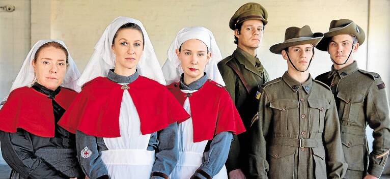 NURSES' STORIES: Kate Skinner, second from left, with the cast of Through These Lines, which is based on letters and diaries from WWI.