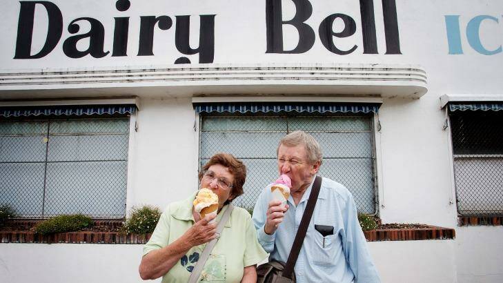 Long-time customers Lorraine and Graham Browne will be among those relieved to hear the ice-cream maker has been saved. Photo: Paul Jeffers