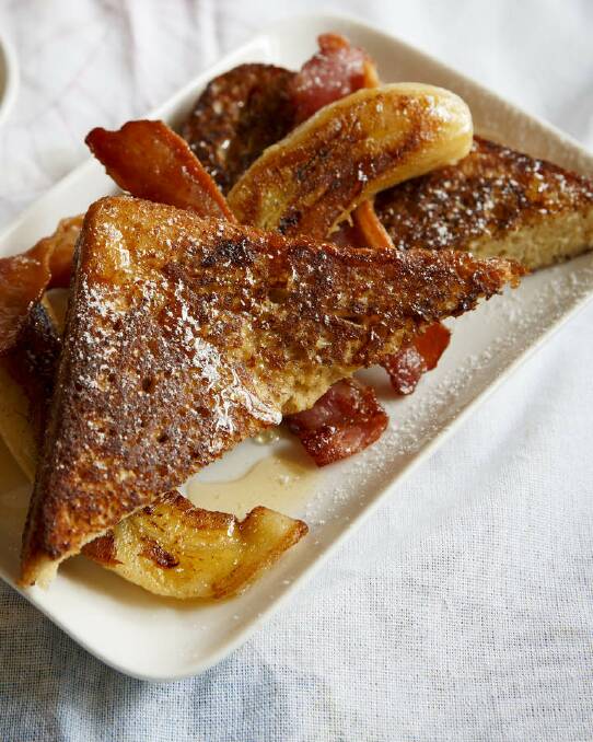 For the maple-bacon lover mum: Frank Camorra's fancy French toast. <a href="http://www.goodfood.com.au/good-food/cook/recipe/french-toast-with-banana-maple-syrup-and-crispy-bacon-20140714-3bwbd.html"><b>(Recipe here).</b></a> Photo: Marcel Aucar