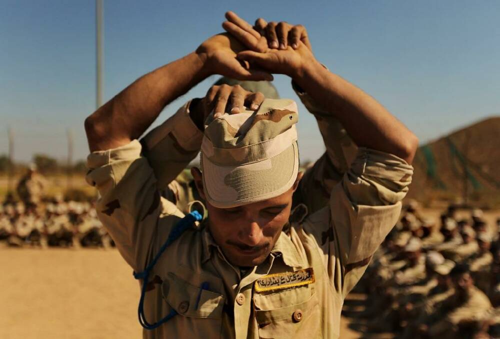 An Iraqi army recruit during a training session at Camp Taji. Photo: Kate Geraghty