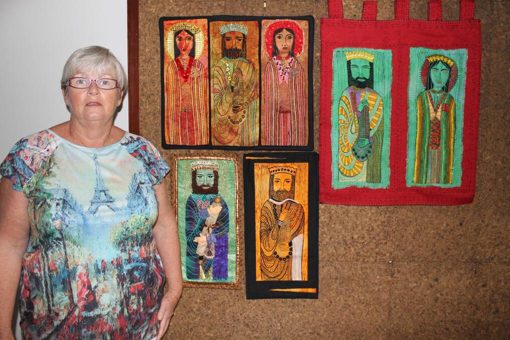 SHOWPIECE: Newcastle Creative Embroiderers and Textile Artists secretary Carolyn Clausen with some of the group's pieces that are to be shown at an exhibition in France.