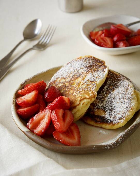 For the berry-lovely mum: Frank Camorra's ricotta pancakes with strawberries <a href="http://www.goodfood.com.au/good-food/cook/recipe/ricotta-pancakes-with-strawberries-20150309-3rrjm.html"><b>(Recipe here).</b></a> Photo: Marcel Aucar